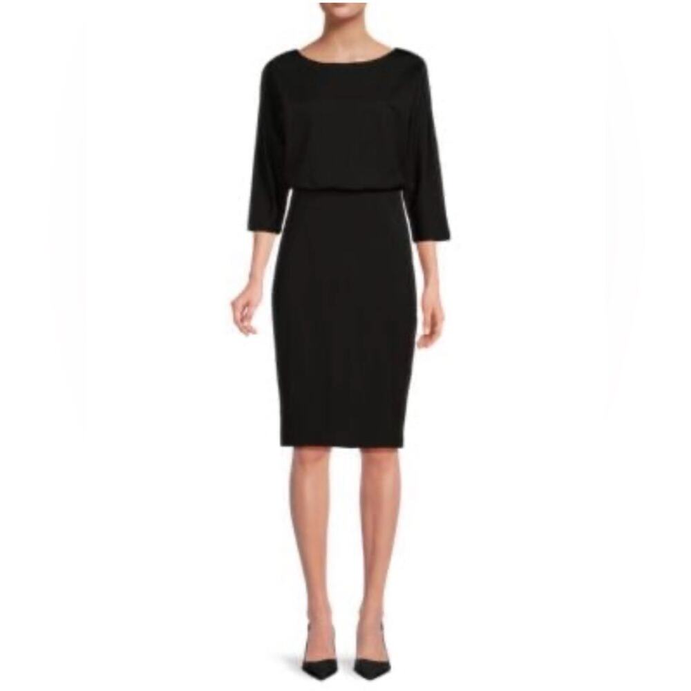 J. McLaughlin Tinley 3/4 Sleeve Sheath Dress - Black - Large